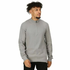 Best Sale ⌛ Regatta Knitted Sustainable Cotton &apos;Keaton&apos; Half-Zip Fleece For Male ✔️