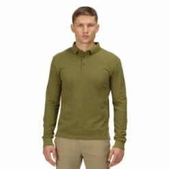 New ๐ Regatta Coolweave Cotton 'Kaleb' Long Sleeve Polo ๐ Shirt For Male ๐